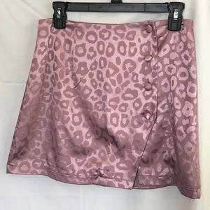 Silky Leopard pink button down Skirt